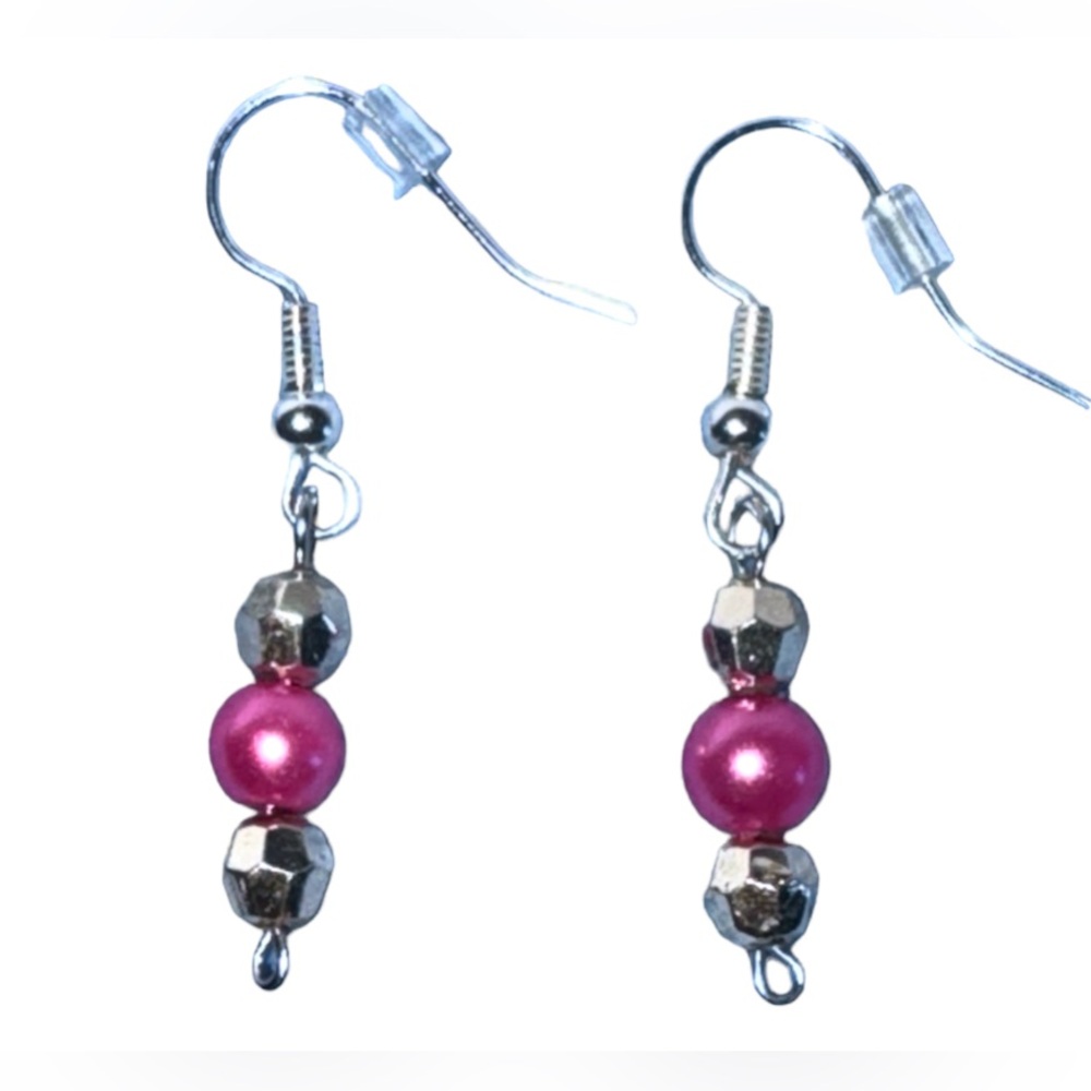 3 FOR $20 HANDCRAFTED Hypoallergenic Pink & Gold Beaded Earrings